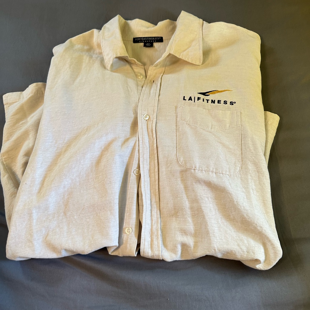 Port Authority Signature Pocketed Warm White Sand Button Down Shirt